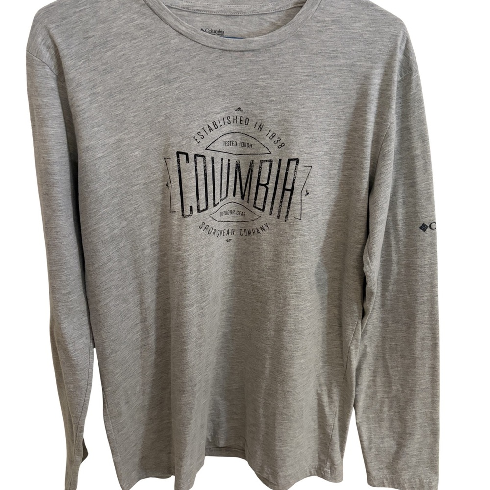 Columbia Men’s Small Gray‎ Long Sleeve Graphic T-Shirt Outdoor Sportswear